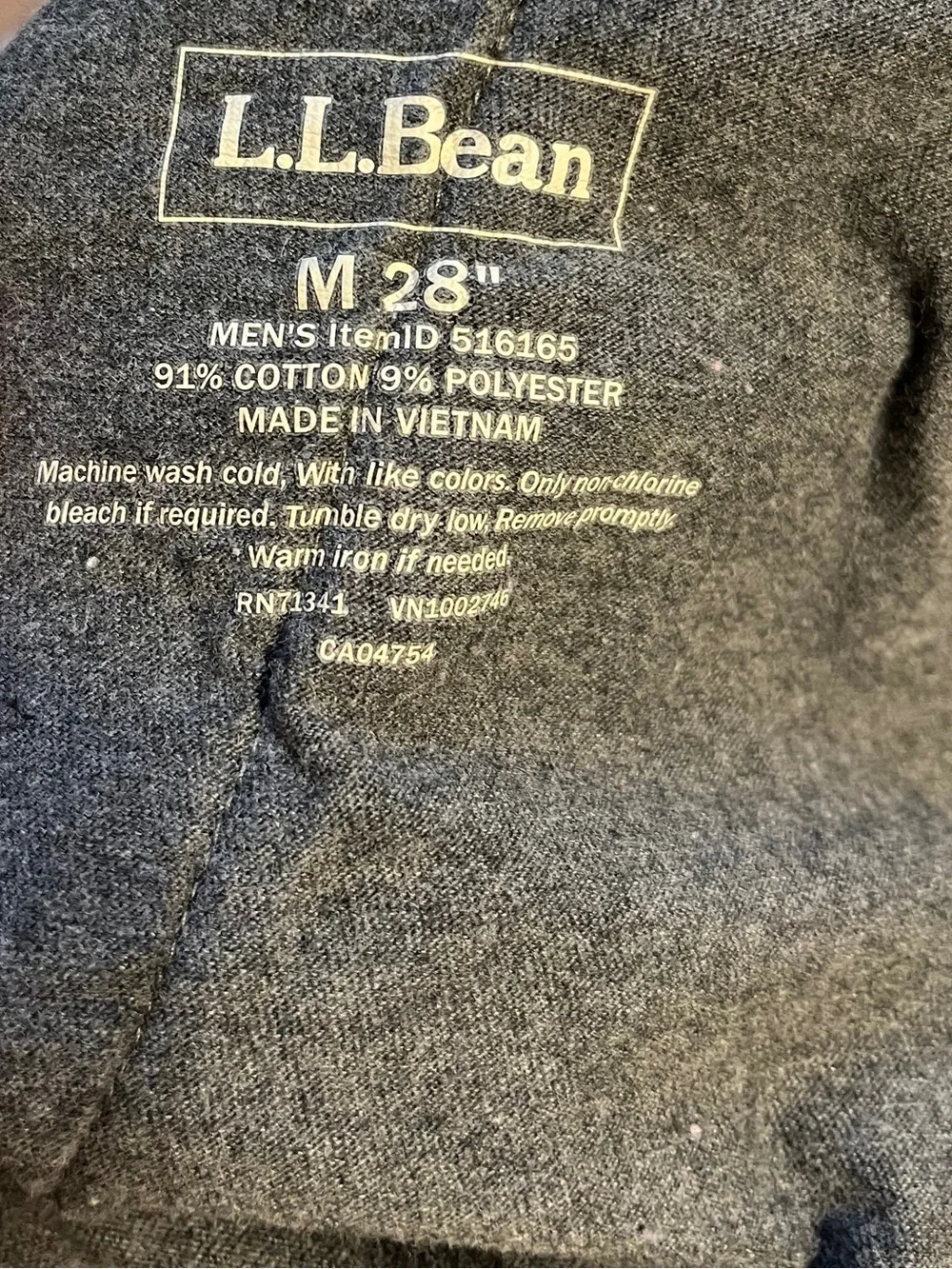 L.L.Bean Men’s Charcoal Gray Fleece Sweatpants Joggers Zip Pockets